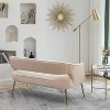 SEYNAR Modern 51'' Velvet Tufted Loveseat Open Back with Golden Metal Legs - 4 of 4