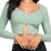 Slickblue Women's Ribbed Long Sleeve Button-Front Top, Cropped Fit, Casual Stretch Style, 10 Color Options, Size S-L - 3 of 4