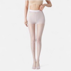 Anna-Kaci Women's Sheer Black Tights with Allover Polka Dot Pattern and Reinforced Toe Detail - White - 1 of 4