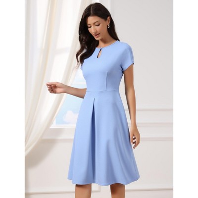 Женские платья INSPIRE CHIC Women's Summer Short Sleeve Above Knee A Line Casual Business Work Dress Small Light Blue — фото 4