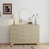 KTMBDW 8 Drawer Double Dresser for Bedroom, Rattan Chest of Dressers, Modern Wooden Dresser Chest with Golden Handles for Living Room,Entryway,Natural - 2 of 4