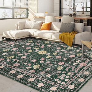 COZONY Retro Area Rug with Mottled Floral Pattern, Durable Non-Shedding Low Pile Washable Carpet for Living Room, Bedroom & Home Decor - 1 of 4