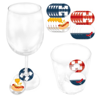 Big Dot of Happiness Fire Up the Grill - Summer BBQ Picnic Party Paper Beverage Markers for Glasses - Drink Tags - Set of 24