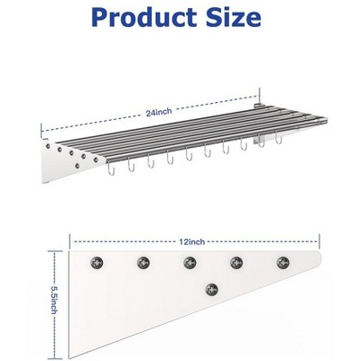 Stainless Steel Wall Mounted Kitchen Rack with Hooks