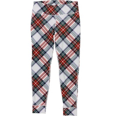Reebok Womens Lux Holiday Plaid Stretch Base Layer Athletic Pants