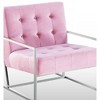 Velvet Tufted Accent Chair with Cushioned Seat and Stainless Steel Frame for Living Room - 3 of 4