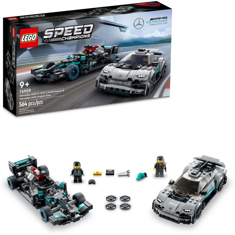 LEGO Speed Champions Mercedes-AMG 2 Toy Car Models Set 76909, 1 of 10