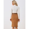 INSPIRE CHIC Women's Faux Suede High Rise Button Front A-line Slit Skirt - 3 of 4