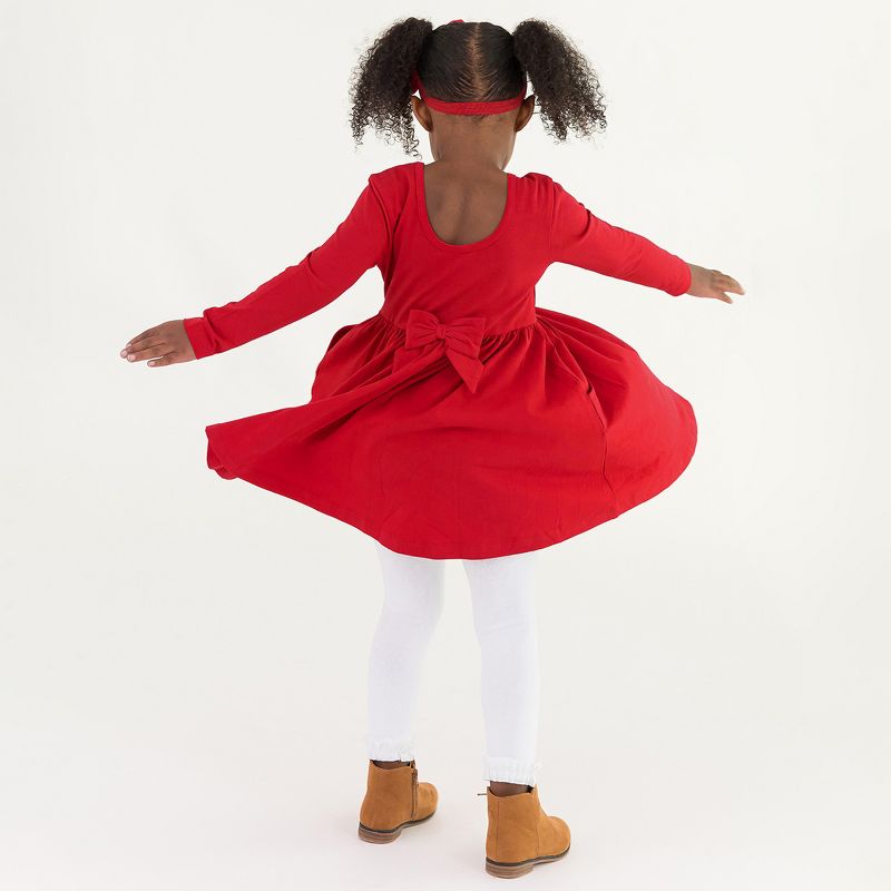 RuffleButts Toddler Girls Long Sleeve Twirl Dress, 4 of 8