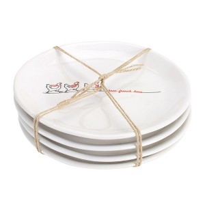 Stoneware Three French Hens Holiday Plate (Set of 4) - 1 of 3