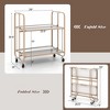 Tangkula 2-tier Foldable Kitchen Bar Cart Mobile Tempered Glass Serving Cart w/ Handle - image 4 of 4