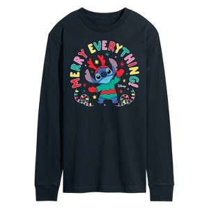 Men's - Lilo and Stitch - Merry Everything Long Sleeve Graphic T-Shirt - 1 of 3