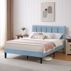 VECELO Upholstered Bed Frame with Adjustable Headboard, Heavy-Duty Platform Bed with Strong Wood Slat Support, No Box Spring Needed - 4 of 4