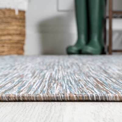 Gray Round Flat Woven Synthetic Reversible Area Rug