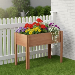 TUYOHW Elevated Raised Garden Bed with Legs,Solid Wood Planter Box for Outdoor Vegetables Herbs Flowers - 1 of 4