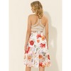 INSPIRE CHIC Women's High Low Hem Elastic Waist Lurex Chiffon A-Line Midi Floral Skirt - 4 of 4