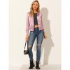 INSPIRE CHIC Women's Casual Zipper Front Satin Lightweight Bomber Jacket - 3 of 4