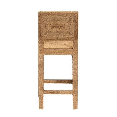 Anfield Natural Seagrass and Mahogany Wood Counter Stool