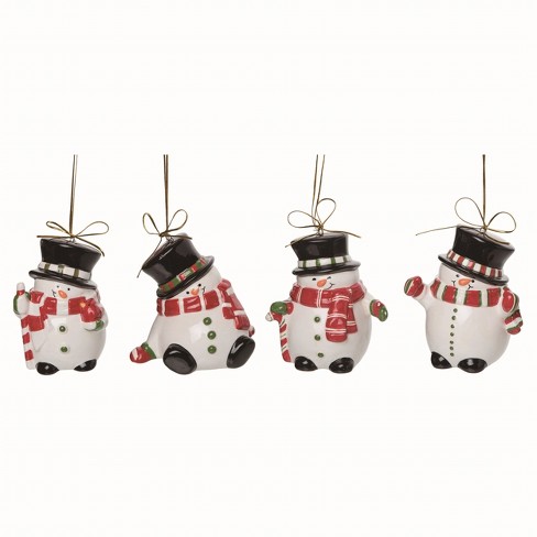 Transpac Resin White Christmas Mini Plaid Snowman Ornaments Set Of 4 :  Target