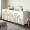 Modern Sideboard Buffet Cabinet,4 Doors Fluted Storage Cabinet With Adjustable Shelves,Sideboard Cabinet For Kitchen,Living Room-Cuddlewood - 2 of 4
