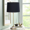 Regency Hill Julia 29 1/2" Tall Skinny Buffet Glam Luxe End Table Lamp Gold Finish Metal Crystal Single Black Shade Living Room Bedroom Bedside - 2 of 4