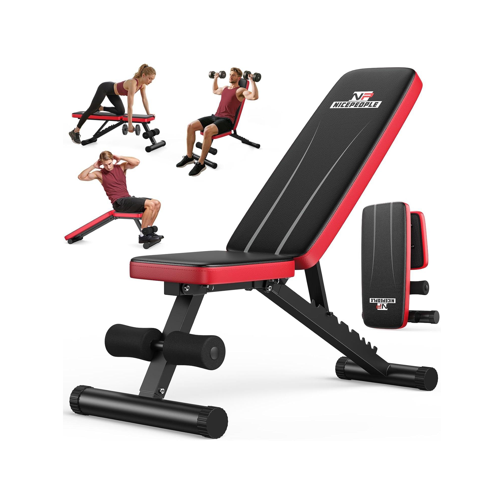 FLYBIRD Basic Adjustable Weight Bench for Home Gym, Foldable Workout Bench with 8 Backrests, 660LBS Weight Capacity