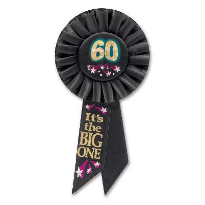 Beistle 3 1/4" x 6 1/2" 60 Its The Big One Rosette Black 3/Pack RS171