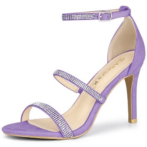 Allegra K Women's Strappy Rhinestone Stiletto Heel Heel Sandals - 1 of 4