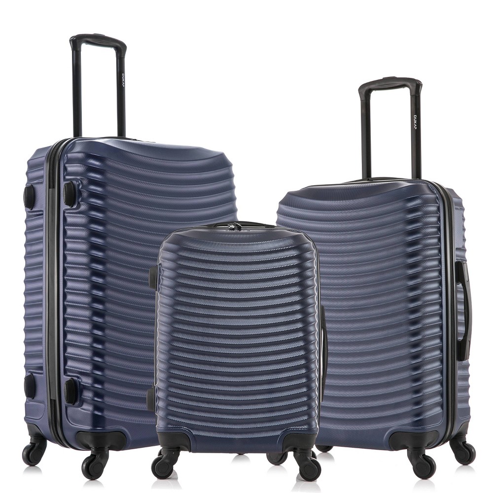 Photos - Luggage Dukap Adly Lightweight Hardside Checked Spinner  Set 3pc - Blue 