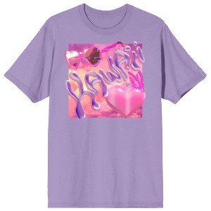 Chrome Baddie Y2K Trend Kawaii Chrome Lettering Crew Neck Short Sleeve Lavender Rose Women's T-shirt - 1 of 3