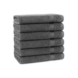 Host & Home Cotton Luxury Hand Towels (6 Pack), 16x28, Quick-Drying, Dobby Border - 1 of 4