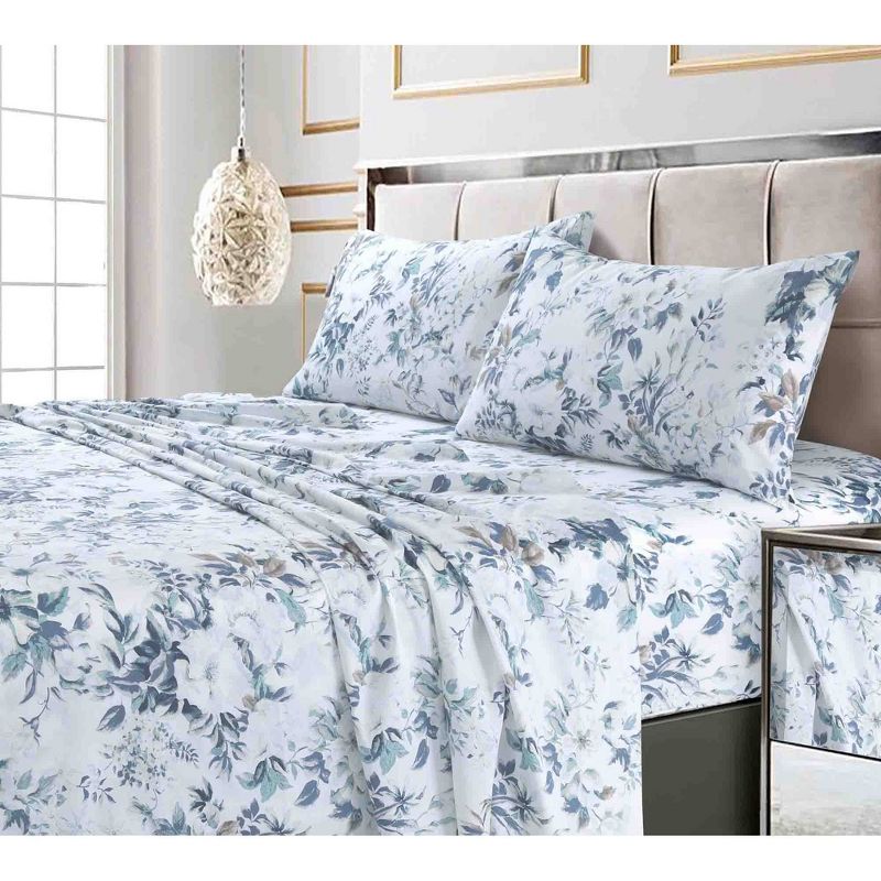 300 Thread Count Printed Pattern Sateen Pillowcase Set - Tribeca Living, 1 of 4