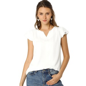 INSPIRE CHIC Women's Work Business Casual Plain Cap Sleeve Blouse - 1 of 4