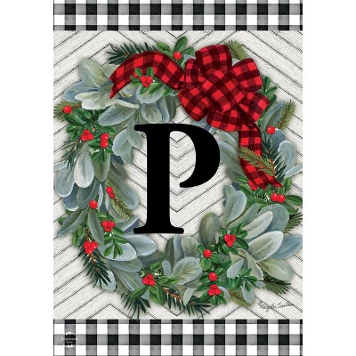 Briarwood Lane Winter Garden Flag 12x18 For Outdoor Winter Wreath Monogram Letter P For Winter Garden Flag Flags For Outside