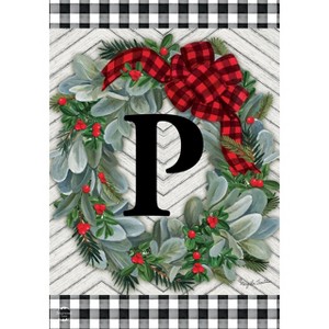 Briarwood Lane Winter Garden Flag 12x18 For Outdoor Winter Wreath Monogram Letter P For Winter Garden Flag Flags For Outside - 1 of 4