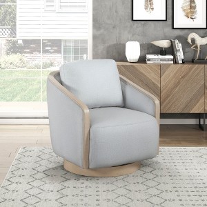 Fabric Upholstered Swivel Accent Chair with Wood Trim Arm and Modern Living Room Design - 1 of 4
