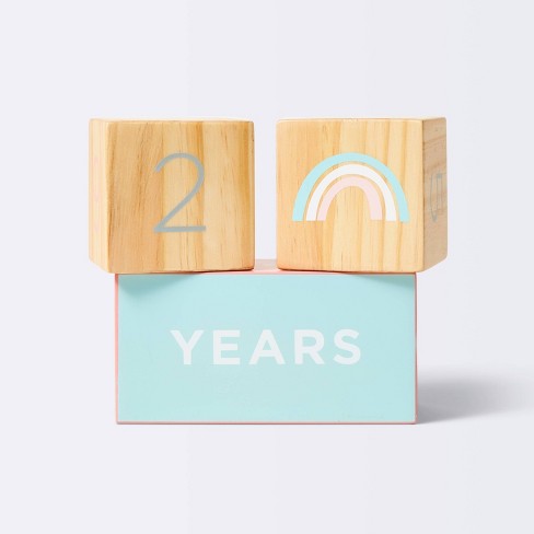 Milestone Blocks Pink And Natural Wood Cloud Island Target