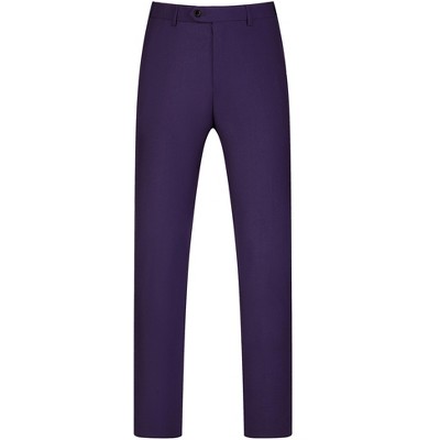 Lars Amadeus Men's Slim Fit Solid Stretch Flat Front Work Business Trousers
