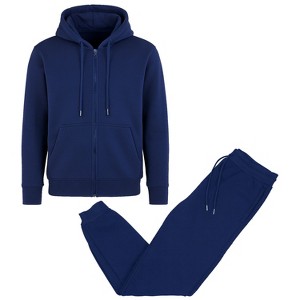 Blu Rock Men's Fleece Lined  Full-Zip Hoodie and Fleece Jogger Sweatpants With Zipper Side Pockets Matching Set - 1 of 4