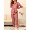 cheibear Women's Satin Soft Button-Down Sleepwear with Pants Lounge Pajama Set - 2 of 4