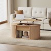Mid-Century Lift-Top Coffee Table with Fluted Details & Hidden Storage, Sliding Tambour Door - 2 of 4