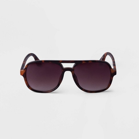 Men's Plastic Tortoise Shell Aviator Sunglasses - Goodfellow & Co™ Brown