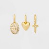 Cubic Zirconia 14k Gold Plated Pave Necklace Set 3pc - A New Day™ - 2 of 2