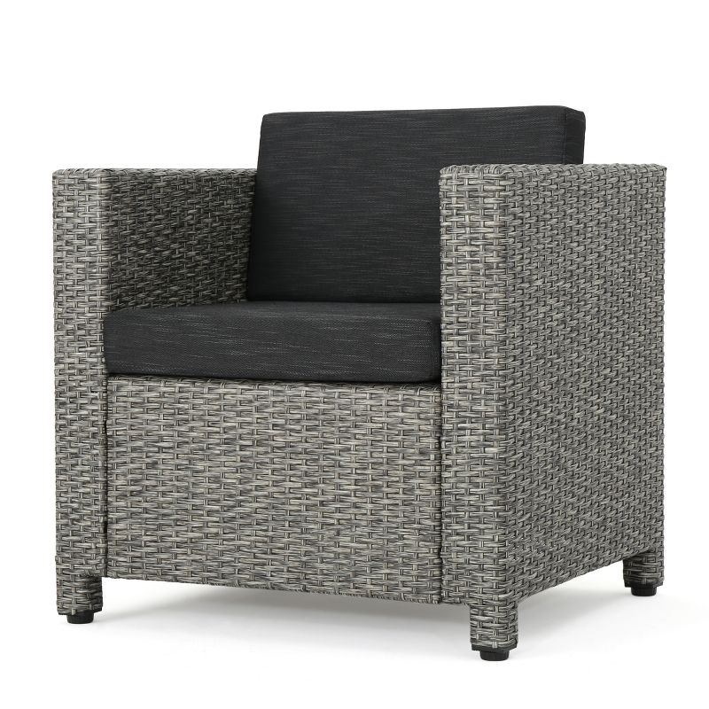 Puerta Wicker Club Chair - Mixed Black/Dark Gray - Christopher Knight Home, 1 of 6