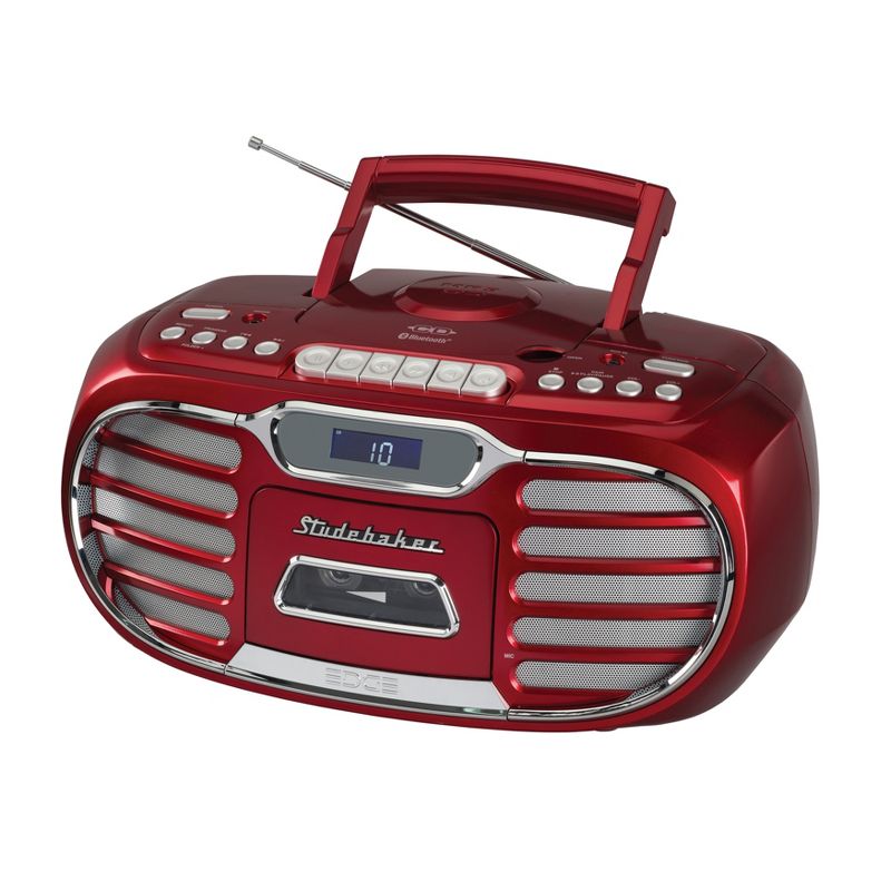 Studebaker SB2150 Retro Edge Big Sound Bluetooth Boombox with CD/Cassette Player-Recorder/AM-FM Stereo Radio with Metal Grill, 1 of 6