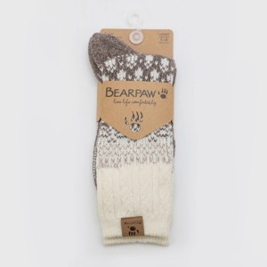 Bearpaw Boot Crew Socks Fairisle & Cable Color 1pk - Black Coffee - 1 of 2