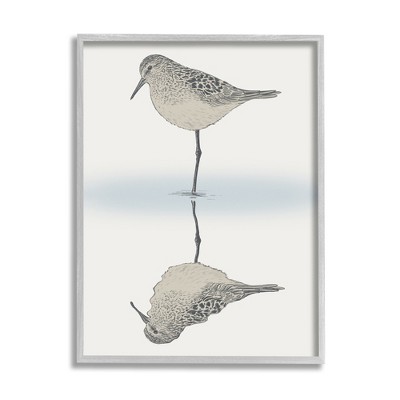 Stupell Industries Tranquil Sandpiper Bird Reflection Framed Giclee Art