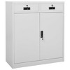 vidaXL Filing Cabinet Storage Metal Cabinet with Shelves for Home Office Steel - Light Gray Without Planter Box - 2 of 4
