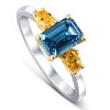 Pompeii3 1 1/4Ct Fancy Blue & Yellow Diamond Engagement Three Stone Emerald Ring 14k Gold - Size 7 - 2 of 4