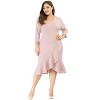 Agnes Orinda Women's Plus Size Cocktail V-neck Wrap Ruffled Midi Bodycon Dresses - 2 of 4